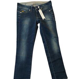 Retro Vintage G-Star Midge Skinny Ankle Capris Shorts Blue Denim Jeans Sz 27 NWT